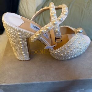 Jimmy Choo Pearl Embellished Heels - White